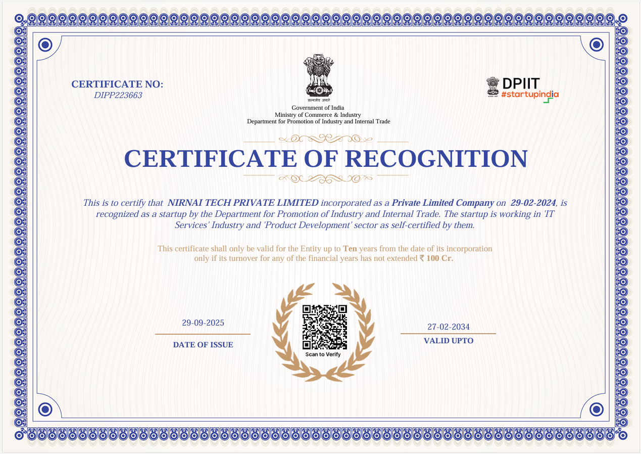Startup India Certificate